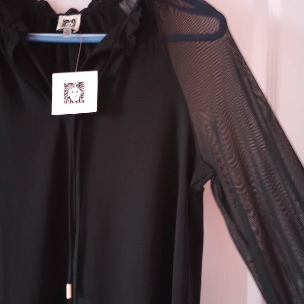 NWT Anne Klein Blouse Black - Picture 3 of 7